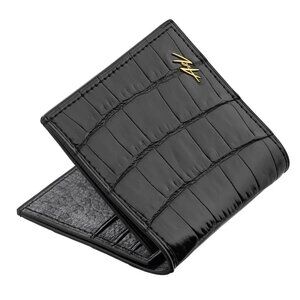 Luxury Alligator Leather Wallet – Handmade Slim Minimalist Shiny Black Wallet